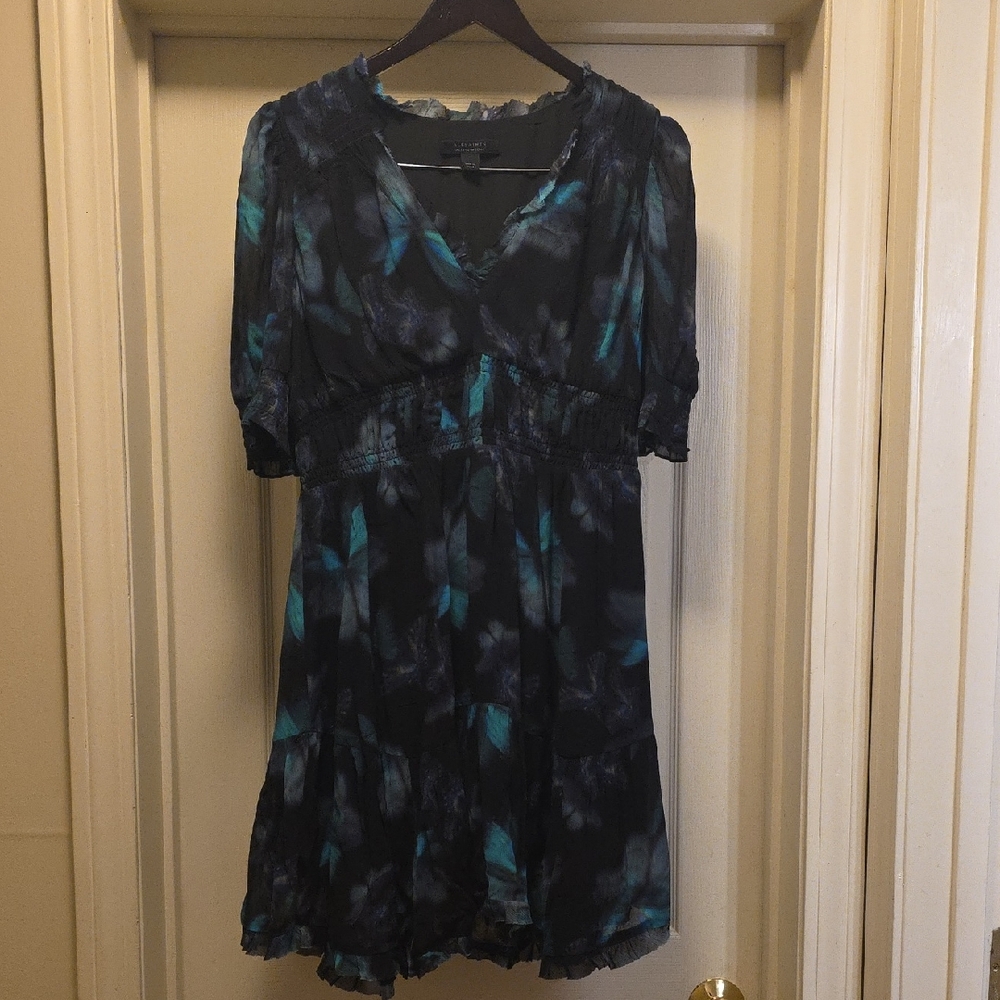 All Saints Dark Floral Mini Dress. A-9.